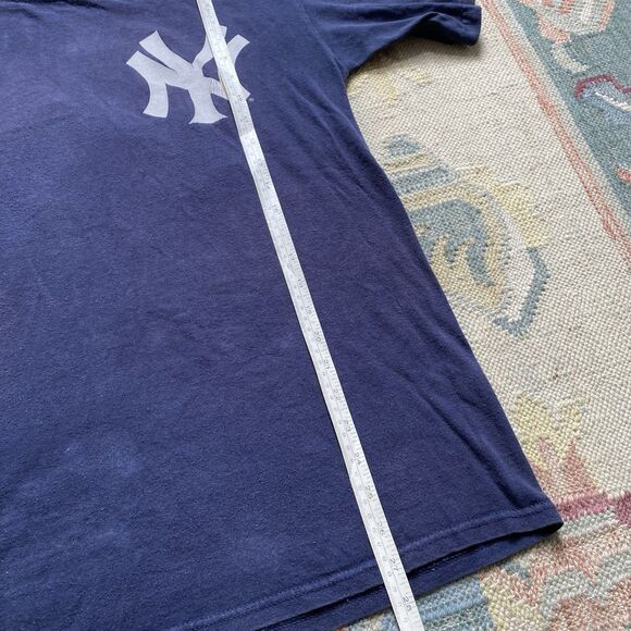 Majestic New York Yankees Jason Giambi T Shirt Jersey Y2K Baseball MLB Blue - Picture 6 of 6
